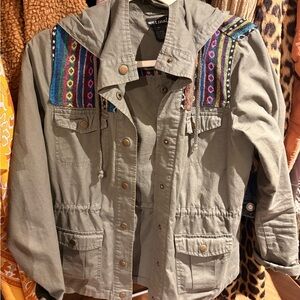 Wet Seal Gray Utility Jacket with Multicolor Accents